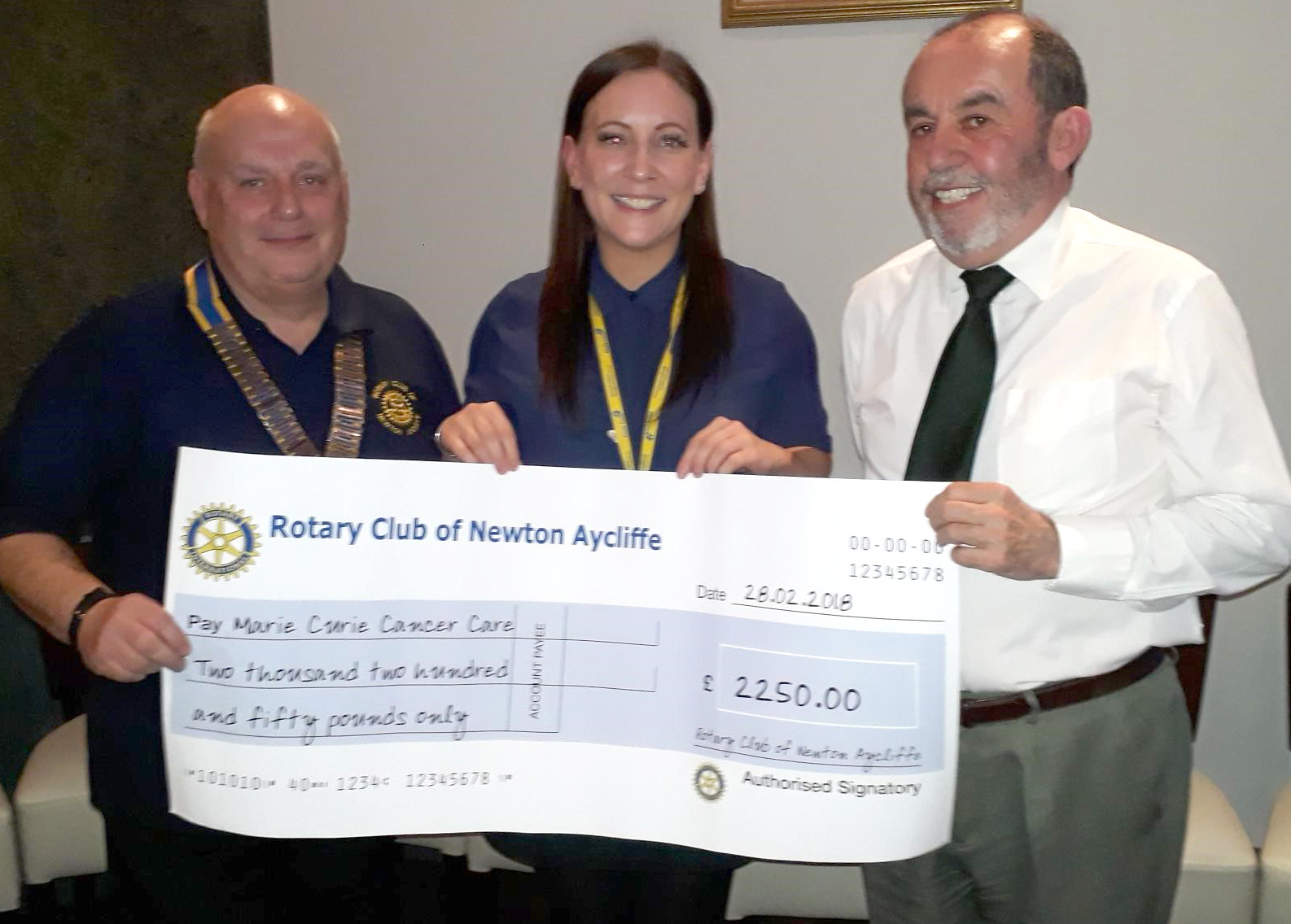Rotary Donate £2,250 to Marie Curie Charity